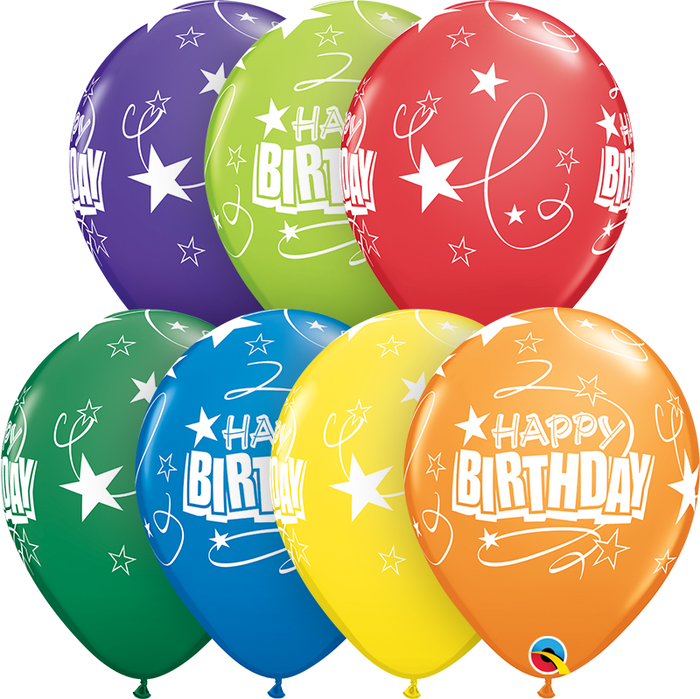 Latex Birthday Balloons - Stars and Loops Print