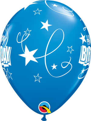 Latex Birthday Balloons - Stars and Loops Print