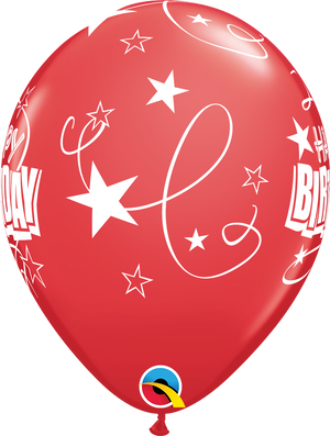 Latex Birthday Balloons - Stars and Loops Print