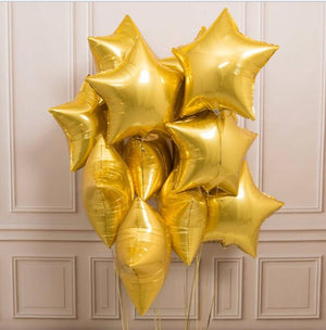 18 inches Gold Star Foil Balloons - Set of 10