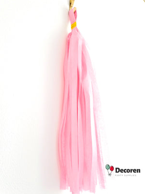 Paper and Foil Party Tassel Garlands - Pink and White