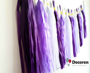 Paper Party Tassel Garland - Purple and White