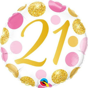 45 cm Round Pink and Gold Milestone Birthday Balloons