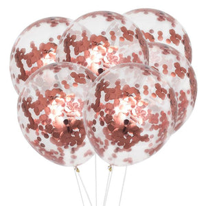 Rose Gold Confetti filled Balloons - Set of 6 balloons-Decoren