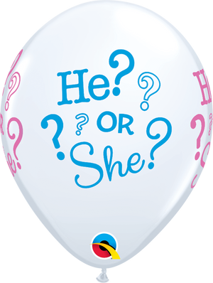 He or She Printed Latex Balloons - 11 inches