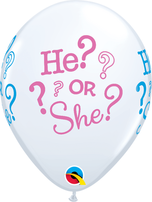 He or She Printed Latex Balloons - 11 inches