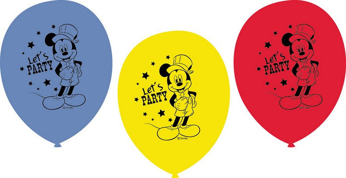 Colorful Mickey Mouse Printed Latex Balloons - Set of 6