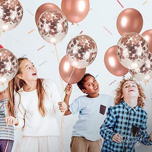 Rose Gold Confetti filled Balloons - Set of 6 balloons-Decoren