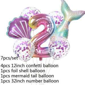 Mermaid Theme Number Balloons sets