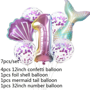 Mermaid Theme Number Balloons sets