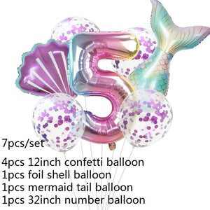 Mermaid Theme Number Balloons sets