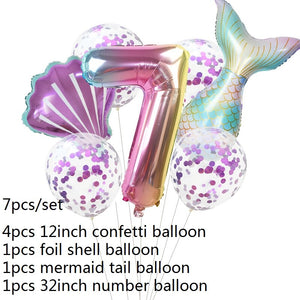 Mermaid Theme Number Balloons sets