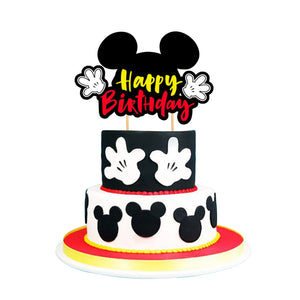 Mickey Mouse Theme Balloons Banner and Cake Topper Set