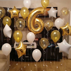 32 inches Number Foil Balloons - Gold-Decoren