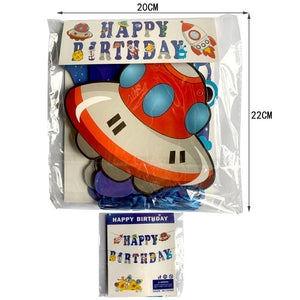 Outer Space Themed Happy Birthday Banner and Balloons Set