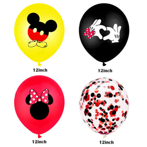 Mickey Mouse Theme Balloons Banner and Cake Topper Set