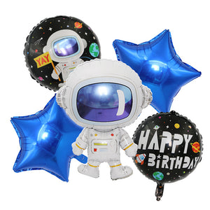 astronaut balloon bouquet, space-themed party decorations, astronaut foil balloon, outer space birthday balloons, helium astronaut balloon, star-shaped balloons, Happy Birthday space balloons, kids space party decor, astronaut birthday decorations, DIY space party supplies, reusable foil balloons, astronaut party decorations Australia, space birthday balloons Brisbane, party supplies QLD, kids birthday balloon set, helium-compatible balloons, astronaut and rocket balloons, galaxy party decor, space adventur