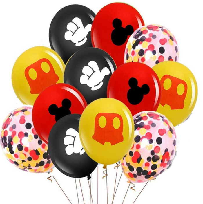 Mickey Mouse Theme Party Latex Balloons - Set of 12