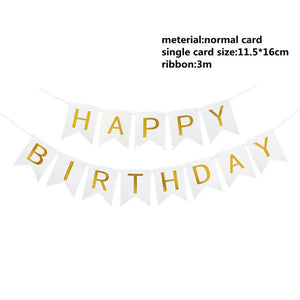 Happy Birthday Banner In White & Gold Colour