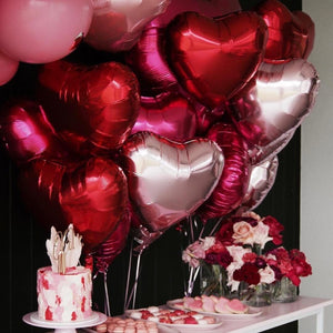 18 inches Silver Heart Foil Balloons - Set of 10 balloons-Balloons-Decoren