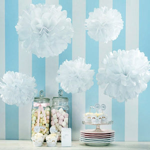 10 inches Pompoms and Lanterns Sets - White