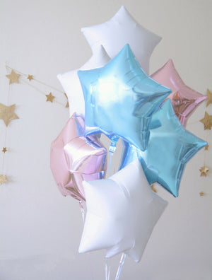 Blue and White Foil Star Balloons - Set of 5-Balloons-Decoren