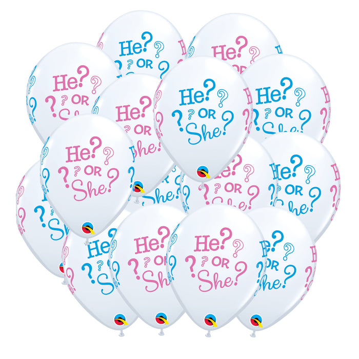 He or She Printed Latex Balloons - 11 inches