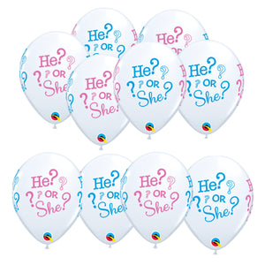 He or She Printed Latex Balloons - 11 inches