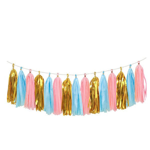 Boy or Girl Banner Balloons and Tassels Set