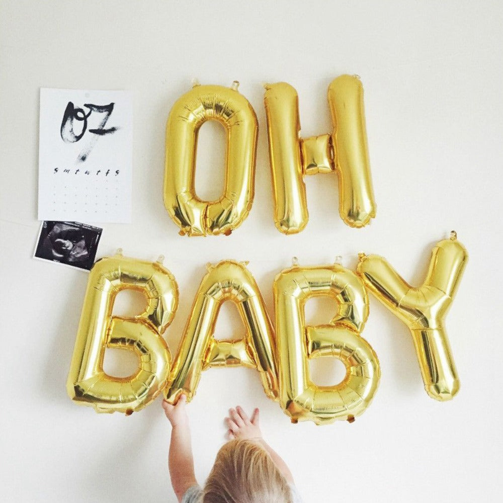 Gold baby balloon deals letters