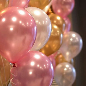 Metallic Pearl Pink and White Metallic Balloons - Set of 10-Decoren