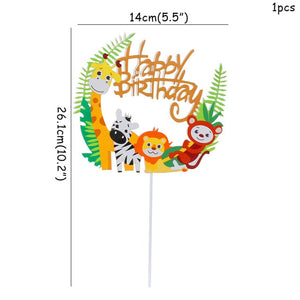 Jungle Animal Happy Birthday Cake Topper