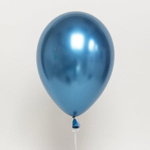 Set of 10 Metallic Latex Balloons - Blue and Silver-Metallic Balloons-Decoren