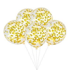 12 inches Gold Metallic Confetti Balloons - set of 5-Balloons-Decoren