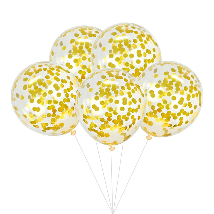 12 inches Gold Metallic Confetti Balloons - set of 5