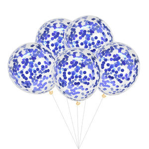 12 inches Blue Metallic confetti balloons - set of 5-Balloons-Decoren