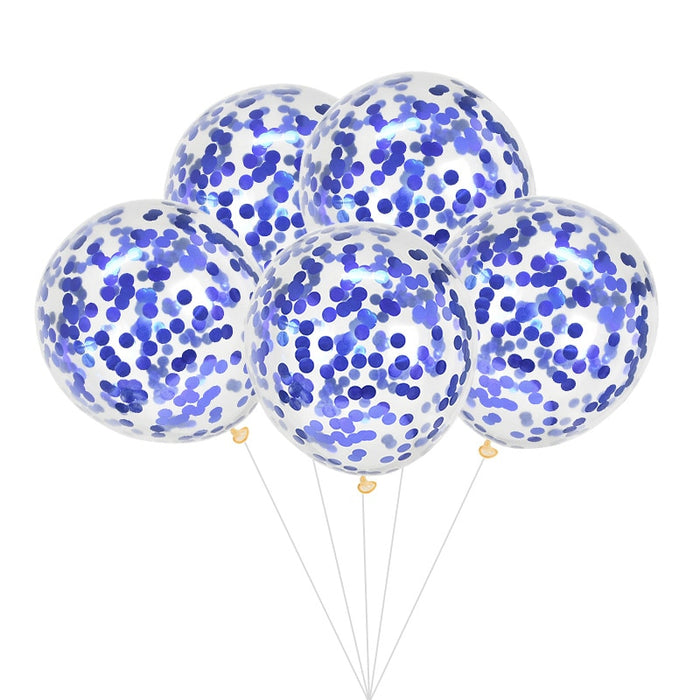 12 inches Blue Metallic confetti balloons - set of 5