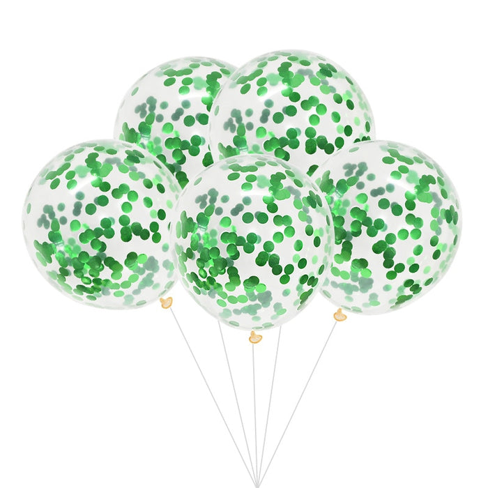 12 inches Green Metallic Confetti Balloons - set of 5