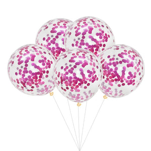 12 inches Pink Metallic confetti balloons - set of 5-Balloons-Decoren