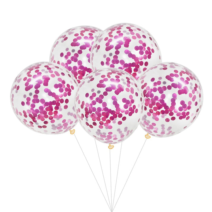 12 inches Pink Metallic confetti balloons - set of 5