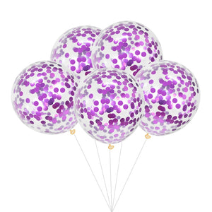 12 inches Purple Metallic Confetti Balloons - set of 5-Balloons-Decoren