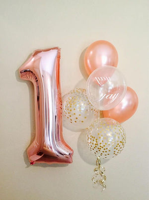 1st Birthday Balloons Set - Rose Gold-Decoren