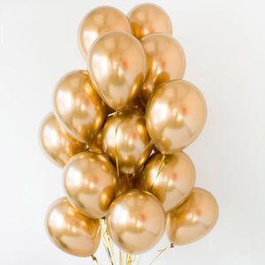 Set of 10 Metallic Latex Balloons - Gold and Silver-Metallic Balloons-Decoren