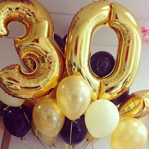 Gold and Black Milestone Birthday Balloons Set