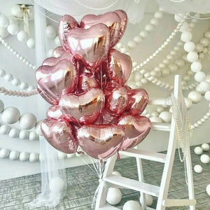 18 inches Rose Gold Heart Foil Balloons - Set of 10 balloons-Balloons-Decoren