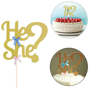 He or She Cake Topper for Baby Shower-Cake Topper-Decoren