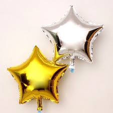 18 inches White Gold and Silver Star Balloons - Set of 10-Balloons-Decoren