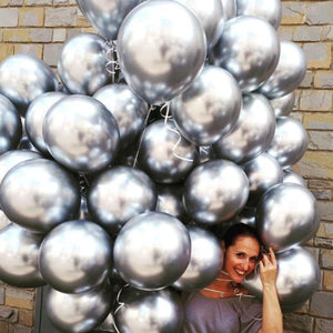 Set of 10 Metallic Latex Balloons - Gold and Silver-Metallic Balloons-Decoren