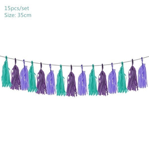 Mermaid theme Pompoms and tassel garland set