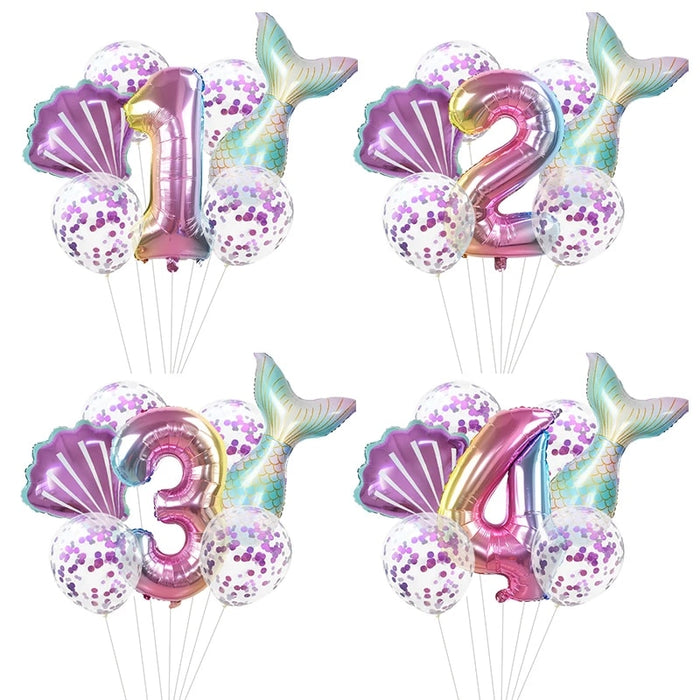 Mermaid Theme Number Balloons sets